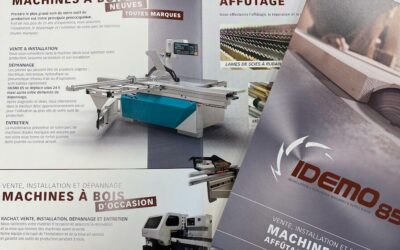 Découvrez la nouvelle plaquette d’IDEMO85. Nous proposons désormais la VENTE de machines à bois neuves et d’occasion